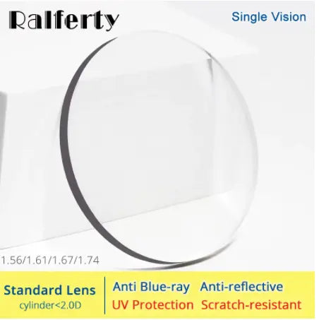 Ralferty 1.67 Single Vision Anti-Blue Lenses Color Clear.