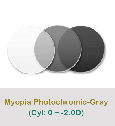 Ralferty 1.61 Single Vision Chameleon Photochromic Grey Myopic Lenses Cyl 0~-2.0 D Lenses Ralferty Lenses   