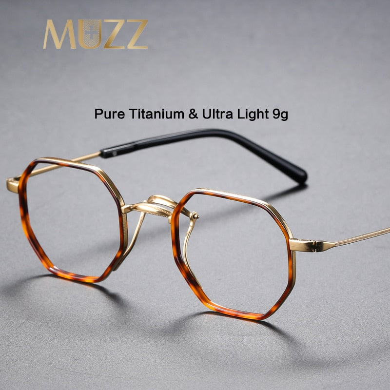 Muzz Unisex Full Rim Polygonal Round Titanium Acetate Frame Eyeglasses 80836 Full Rim Muzz   