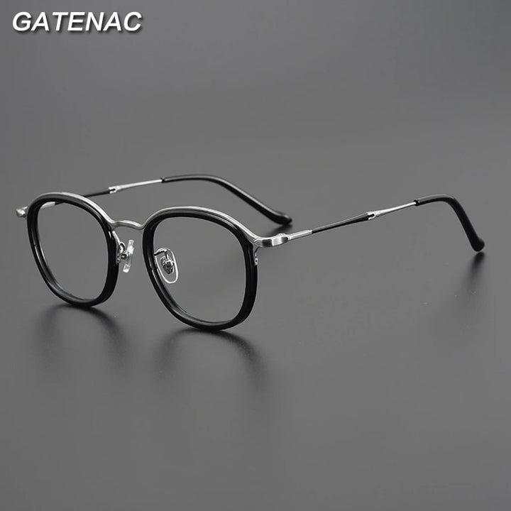 Gatenac Unisex Full Rim Round Square Titanium Eyeglasses Gxyj964 Full Rim Gatenac   