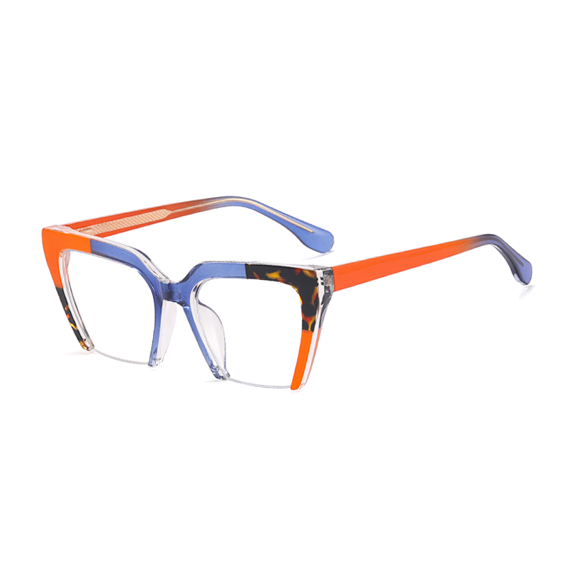 Ralferty Women's Full Rim Square Cat Eye Tr 90 Acetate Eyeglasses F81058 Full Rim Ralferty China C6 Blue Orange 