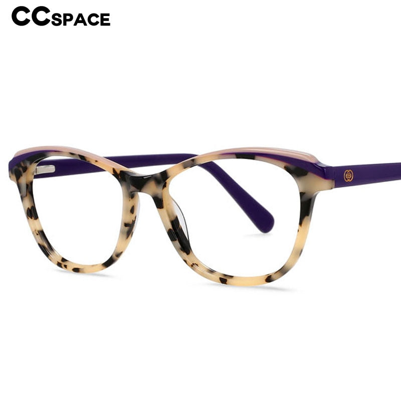 CCSpace Unisex Full Rim Small Square Cat Eye Acetate Eyeglasses 55571 Full Rim CCspace   