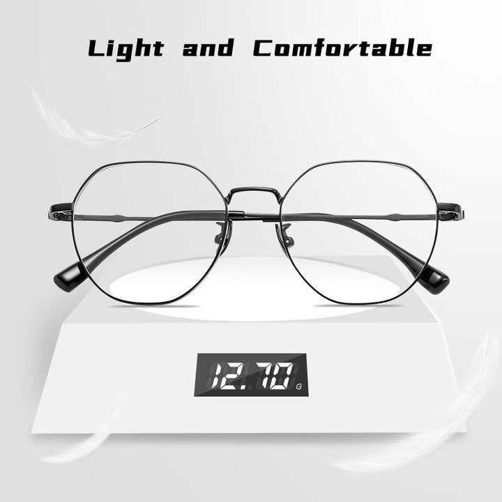 Yimaruili Unisex Full Rim Polygonal Titanium Alloy Eyeglasses K5087 Full Rim Yimaruili Eyeglasses   