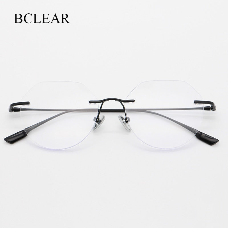 Bclear Unisex Rimless Square Titanium Frame Eyeglasses Myb1135 Rimless Bclear   