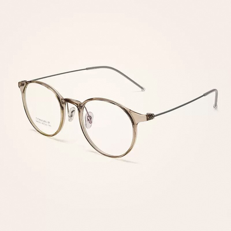 Yimaruili Unisex Full Rim Round Tr 90 Titanium Eyeglasses M8062 Full Rim Yimaruili Eyeglasses Transparent Tea  