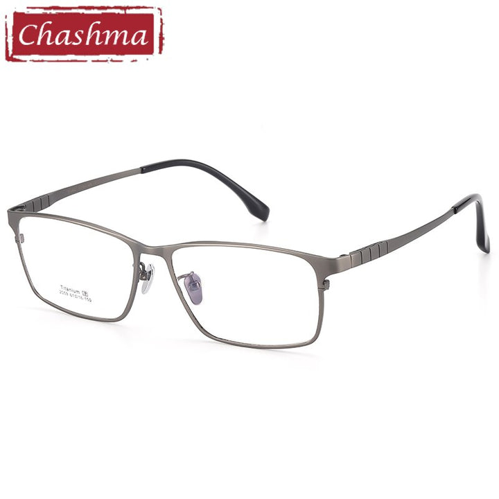 Chashma Ottica Men's Full Rim Oversized Square Titanium Eyeglasses 2059 Full Rim Chashma Ottica Gray  