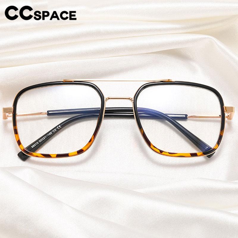 CCspace Men's Full Rim Square Double Bridge Alloy Eyeglasses 56746 Full Rim CCspace   
