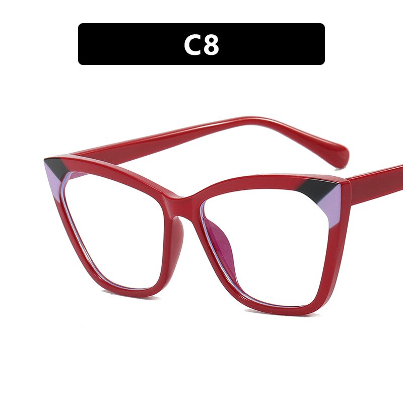 CCspace Women's Full Rim Square Cat Eye Tr 90 Titanium Eyeglasses 55300 Full Rim CCspace RedBlackBean China 