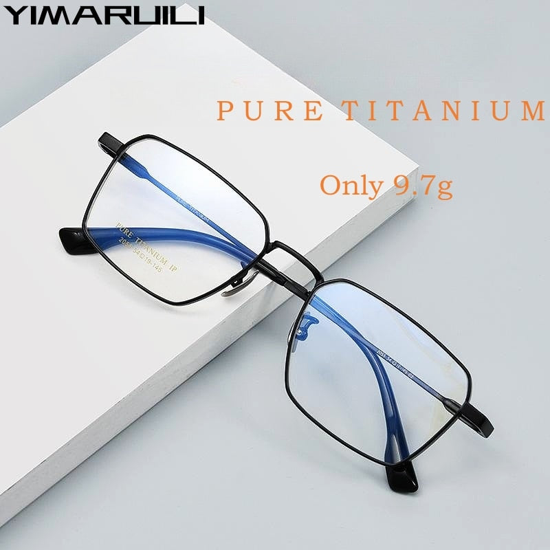 Yimaruili Men's Full Rim Square Titanium Eyeglasses 205ct Full Rim Yimaruili Eyeglasses   