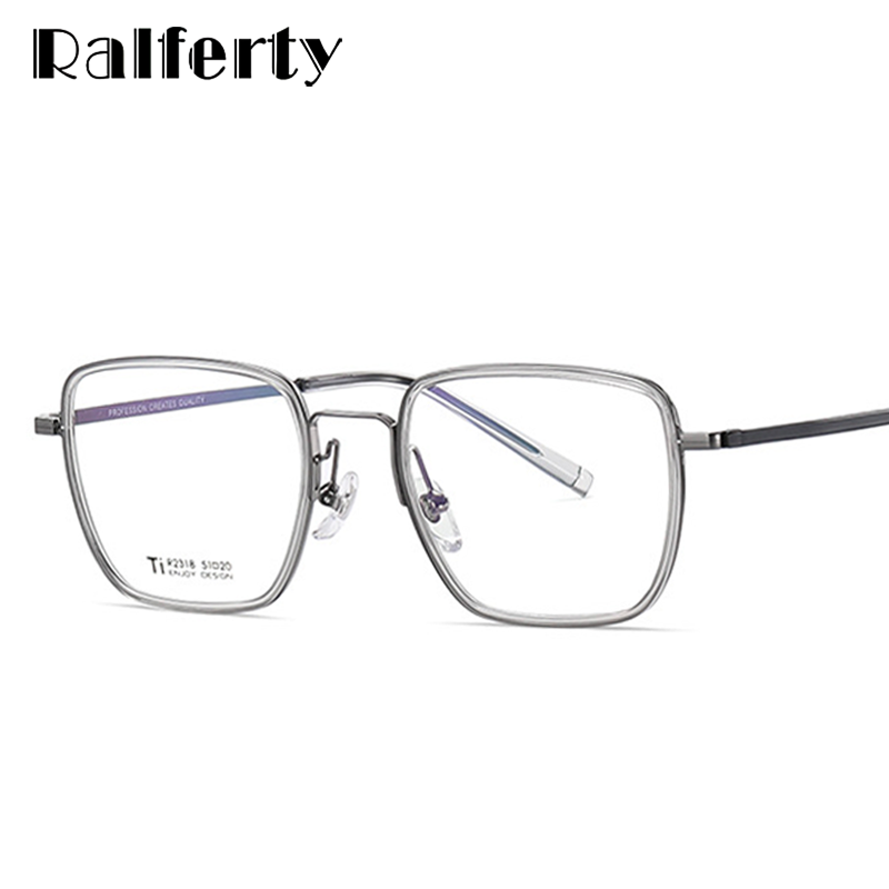 Ralferty Unisex Full Rim Square Titanium Acetate Eyeglasses Dt2318 Full Rim Ralferty   