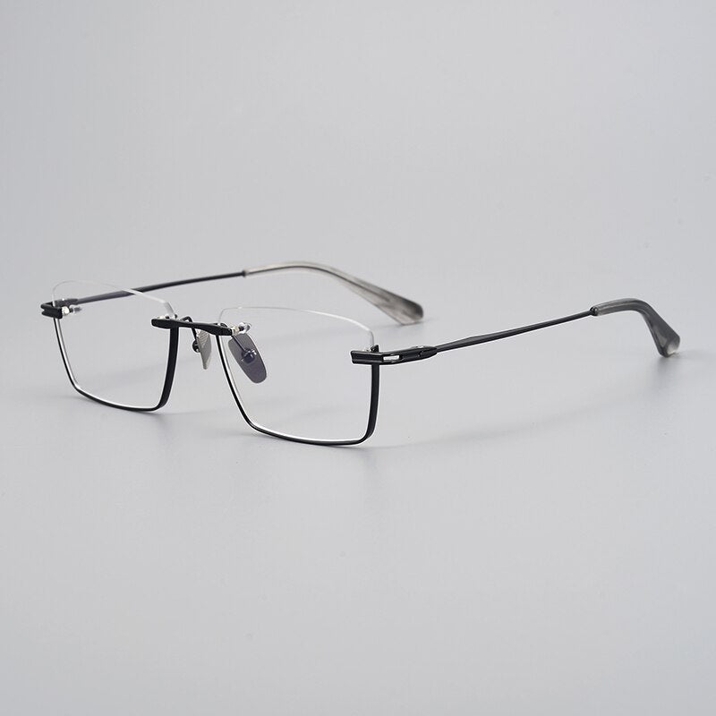 Muzz Unisex Semi Rim Square Titanium Eyeglasses Dxt416 Semi Rim Muzz Black  