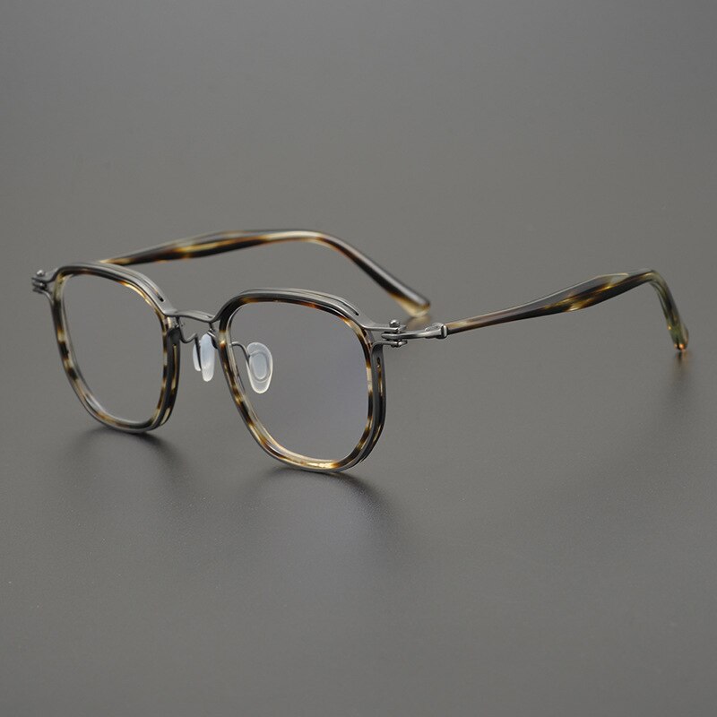 Gatenac Unisex Full Rim Square Titanium Acetate Frame Eyeglasses Gxyj815 Full Rim Gatenac Tortoise  