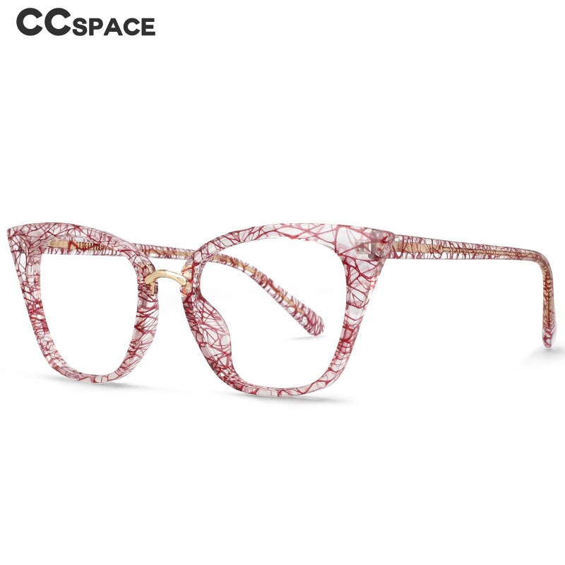 CCSpace Women's Full Rim Square Cat Eye Tr 90 Titanium Eyeglasses 53211 Full Rim CCspace   
