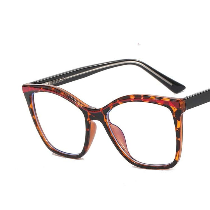 CCSpace Women's Full Rim Square Cat Eye Tr 90 Titanium Eyeglasses 55169 Full Rim CCspace China LeopardRed 