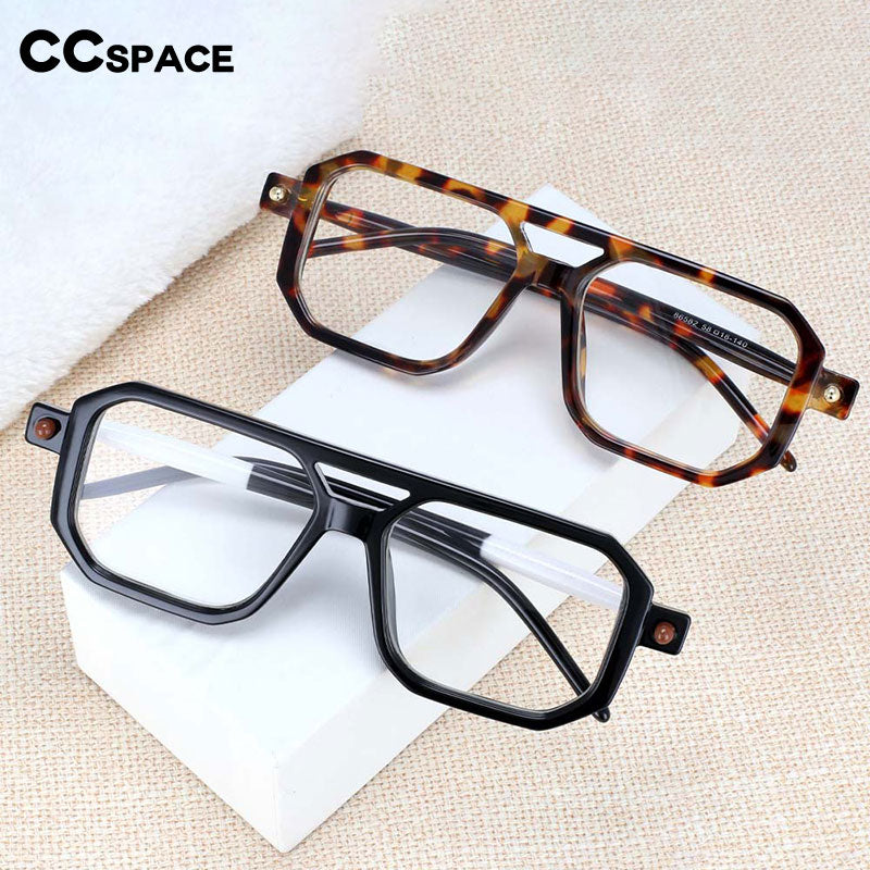 CCspace Unisex Full Rim Square Acetate Frame Eyeglasses 54381 Full Rim CCspace   