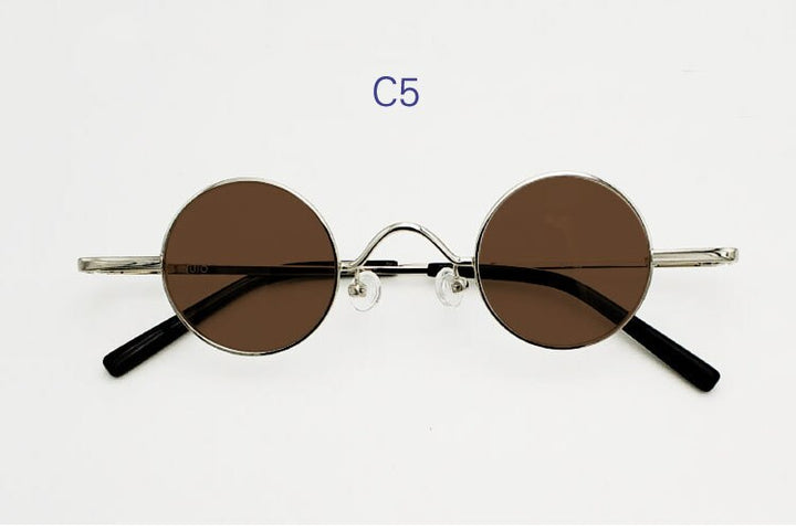 Yujo Unisex Full Rim Small Round 36mm Stainless Steel Polarized Sunglasses Sunglasses Yujo C5 China 