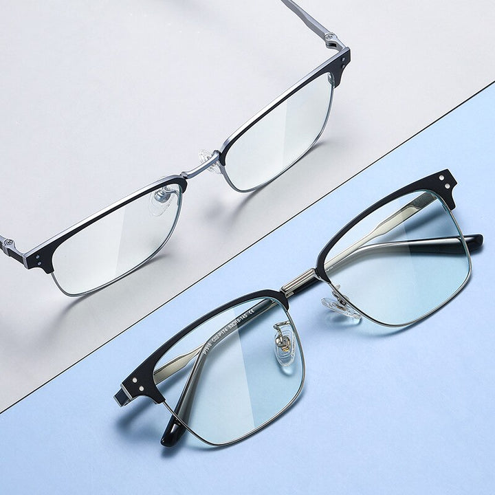 Bclear Unisex Full Rim Square Eyebrow Line Titanium Eyeglasses Wd916 Full Rim Bclear   