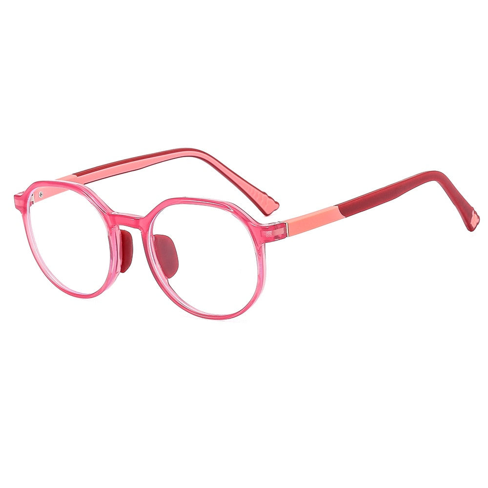 CCSpace Unisex Youth Full Rim Round Silicone Eyeglasses 54669 Full Rim CCspace Rose red China 