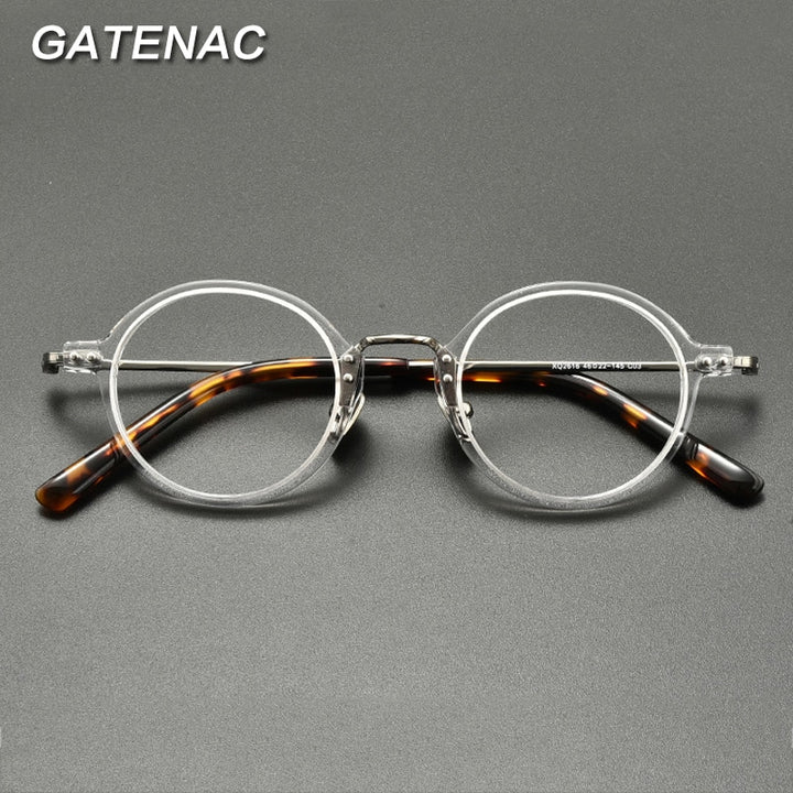 Gatenac Unisex Full Rim Round Titanium Acetate Eyeglasses Gxyj854 Full Rim Gatenac   
