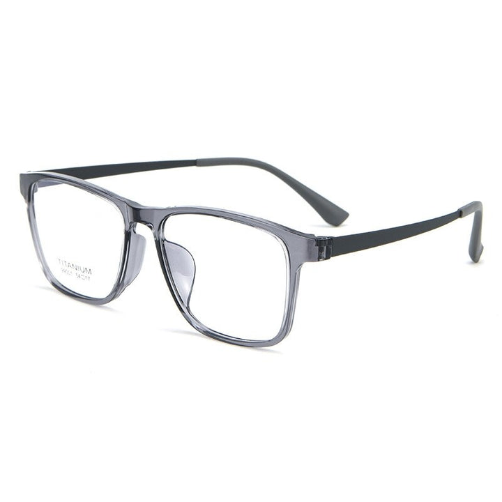 KatKani Unisex Full Rim Square Big Tr 90 Titanium Eyeglasses 99001T Full Rim KatKani Eyeglasses Transparent Gray  