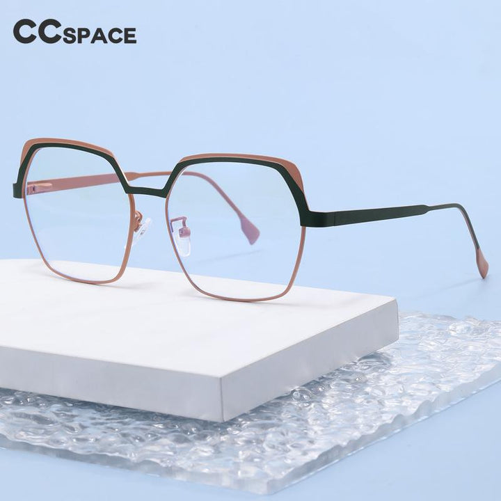 CCspace Women's Full Rim Irregular Square Alloy Eyeglasses 55071 Full Rim CCspace   