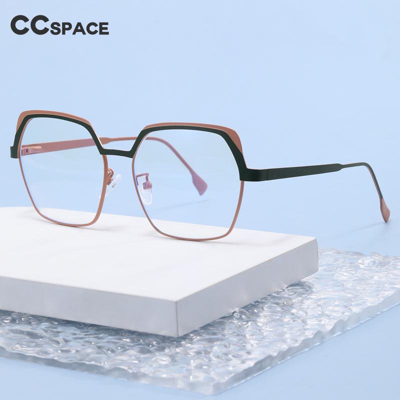 CCSpace Women's Full Rim Irregular Square Alloy Eyeglasses 55071 Full Rim CCspace   