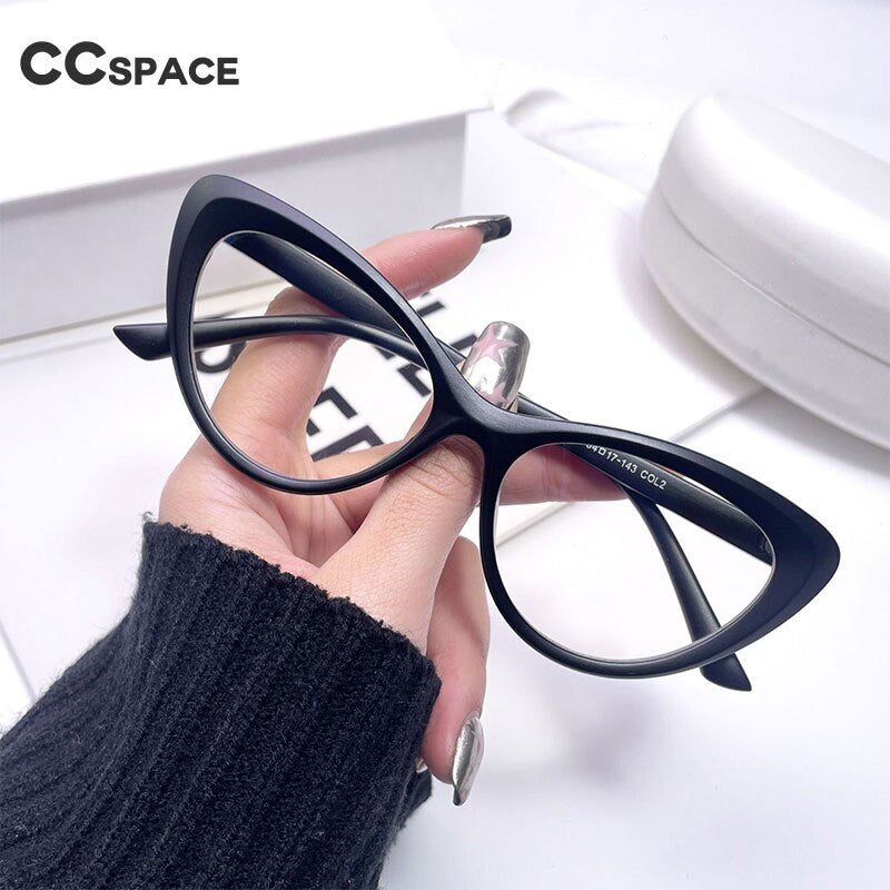 CCspace Women's Flat Cat Eye Acetate Eyeglasses 54548 Full Rim CCspace   