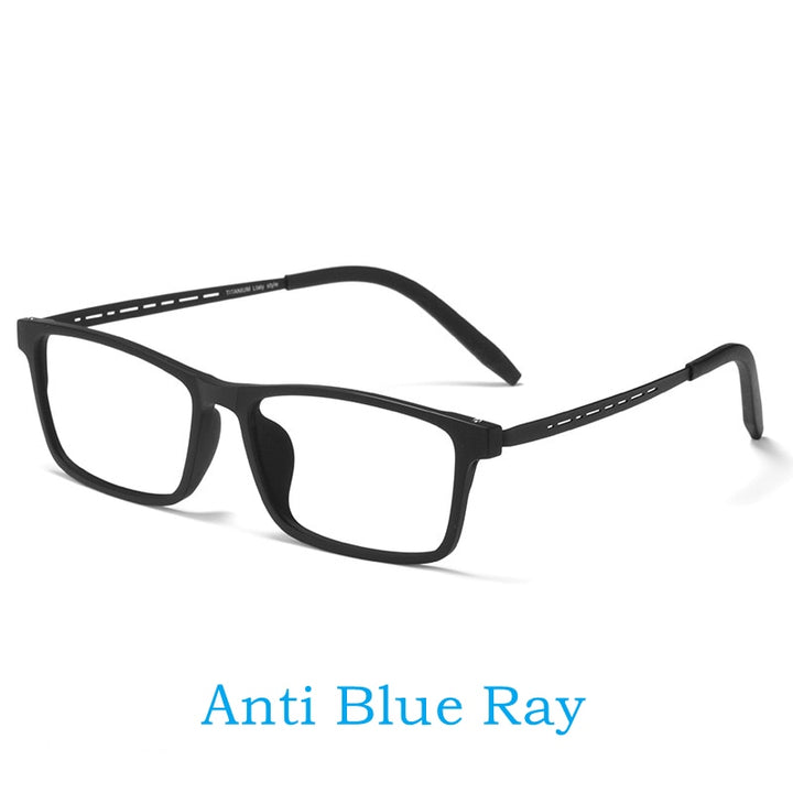 Yimaruili Men's Full Rim Square Tr 90 Titanium Anti Blue Light Reading Glasses Y8822 Reading Glasses Yimaruili Eyeglasses Anti Blue Black 0 