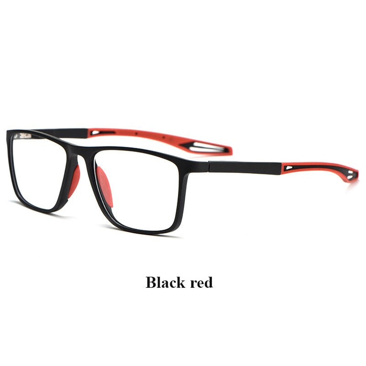 Bclear Unisex Full Rim Square Tr 90 Titanium Sport Eyeglasses Zm1019 Sport Eyewear Bclear black red  