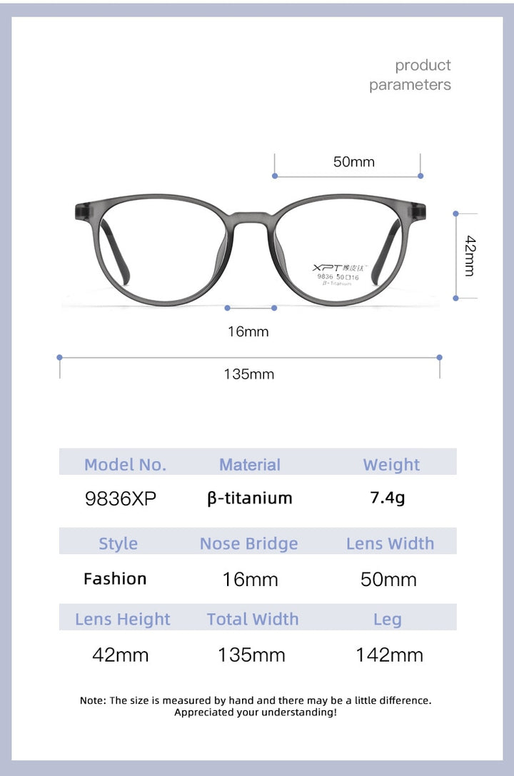 Gmei Unisex Full Rim Round Square Tr 90 Titanium Eyeglasses 9836xp Full Rim Gmei Optical   