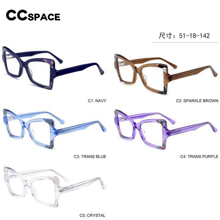 CCSpace Women's Full Rim Oversized Cat Eye Acetate Eyeglasses 55089 Full Rim CCspace   