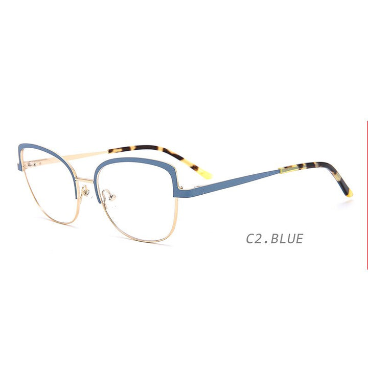 Kansept Women's Full Rim Square Cat Eye Acetate Alloy Eyeglasses Yj0233 Full Rim Kansept C2 Blue  