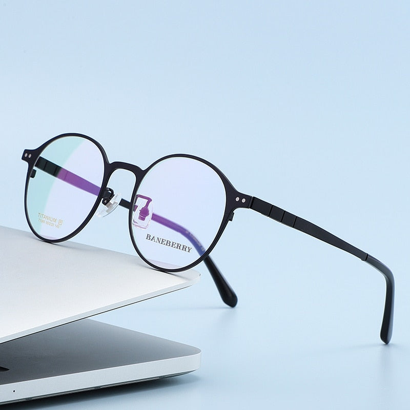 Zirosat Unisex Eyeglasses  Round Frame Pure Titanium 71080 Full Rim Zirosat   