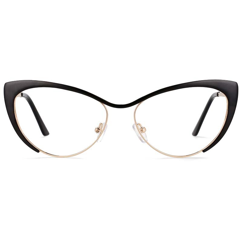 CCspace Women's Full Rim Cat Eye Alloy Eyeglasses 55033 Full Rim CCspace Black China 