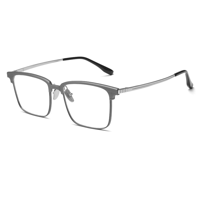 KatKani Unisex Full Rim Square Titanium Eyeglasses Clip On Polarized Sunglasses 9911 Clip On Sunglasses KatKani Eyeglasses Gun  