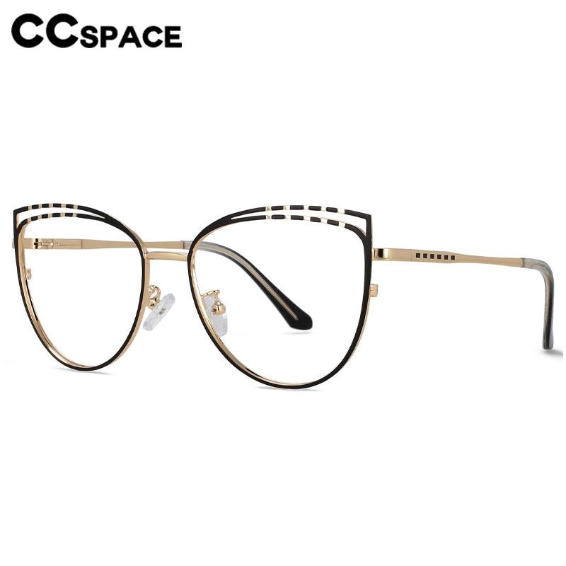 CCSpace Women's Full Rim Square Cat Eye Alloy Eyeglasses 56662 Full Rim CCspace   