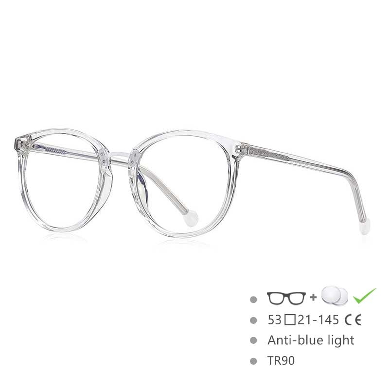 CCSpace Women's Full Rim Oversized Round Tr 90 Titanium Frame Eyeglasses 54561 Full Rim CCspace Clear China 