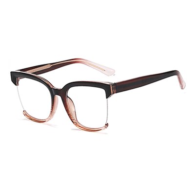 Ralferty Women's  Semi Rim Square Oversized Tr 90 Acetate Eyeglasses Semi Rim Ralferty C5 Brown China 