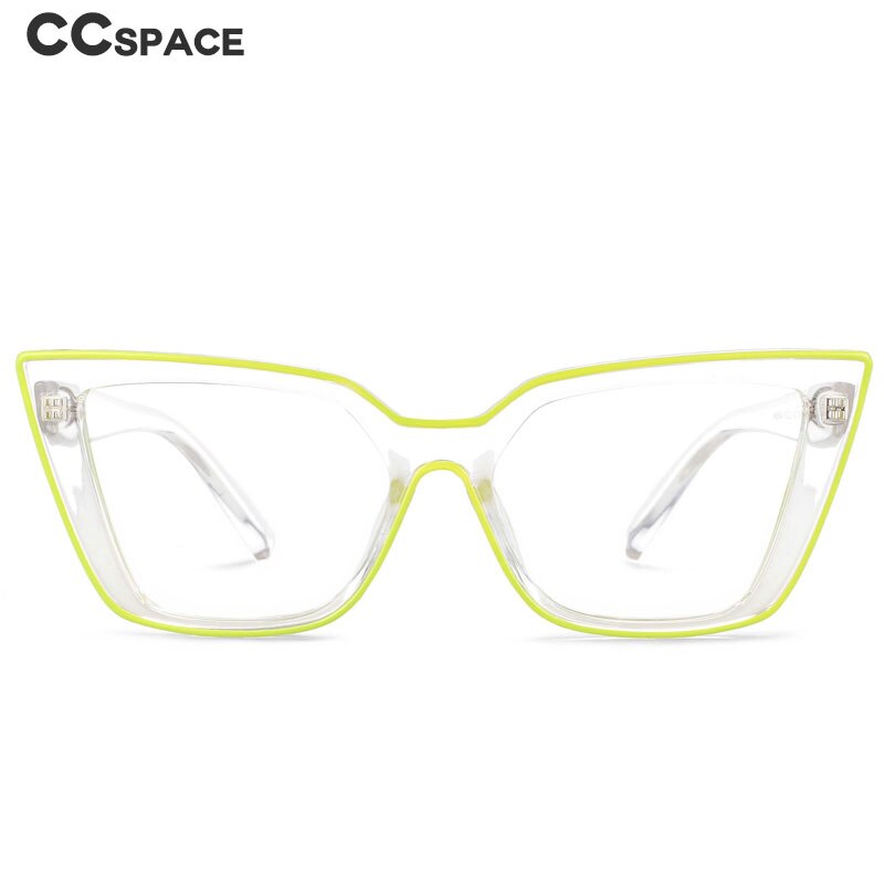 CCspace Women's Full Rim Square Flat Top Cat Eye Acetate Alloy Eyeglasses 55338 Full Rim CCspace   