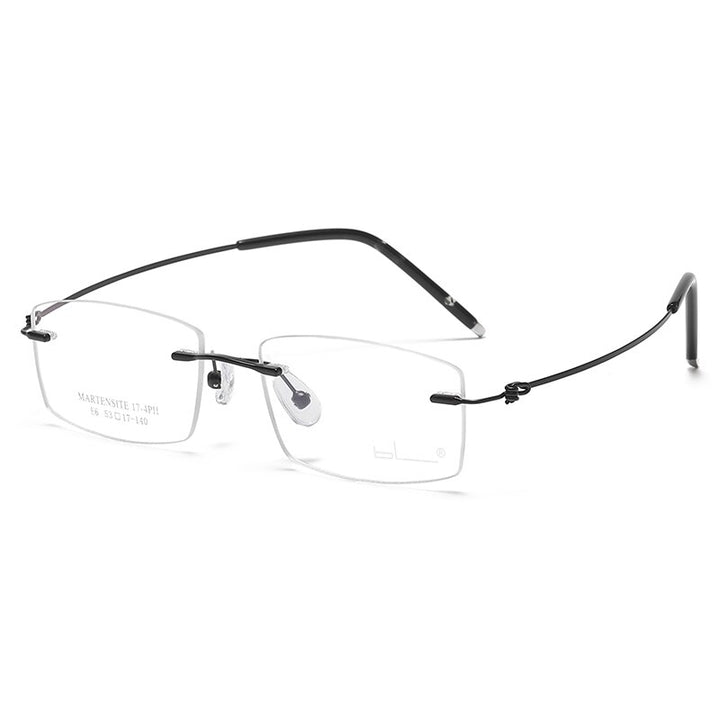 Reven Jate Unisex Rimless Rectangle Titanium Alloy Eyeglasses 8581 Rimless Reven Jate black  