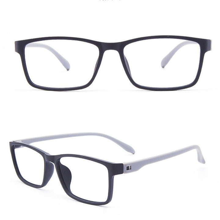 Katkani Unisex Full Rim Square Tr 90 Screwless Eyeglasses 66010 Full Rim KatKani Eyeglasses Black Gray  