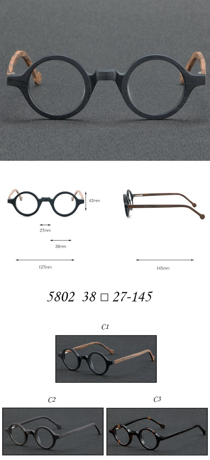 Cubojue Unisex Full Rim Small Round Acetate Hyperopic Reading Glasses Cl003a Reading Glasses Cubojue   