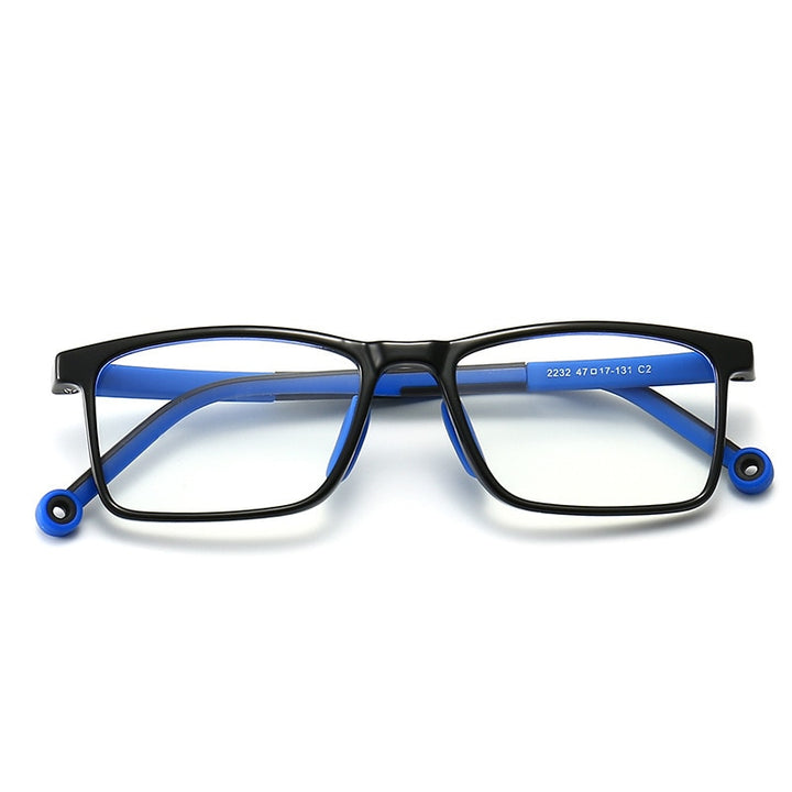 CCSpace Unisex Youth Full Rim Square Silicone Eyeglasses 54673 Full Rim CCspace Black blue China 