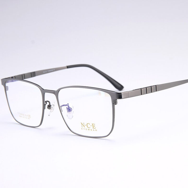 Bclear Men's Full Rim Square Titanium Eyeglasses My5008 Full Rim Bclear Dark Gray  