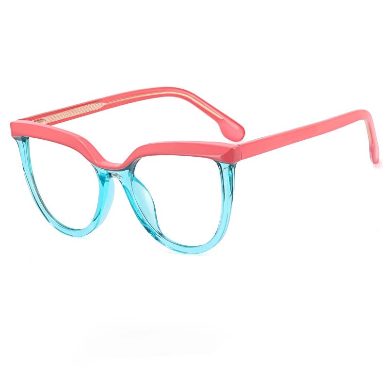 CCspace Unisex Full Rim Square Cat Eye Tr 90 Titanium Eyeglasses 54724 Full Rim CCspace China Pink blue 