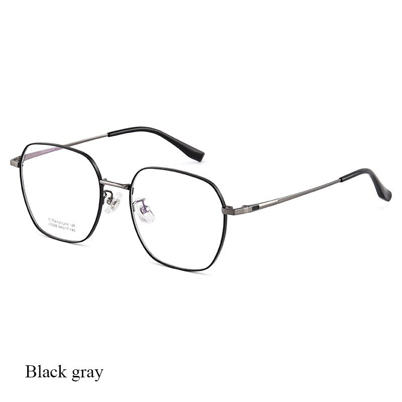 Bclear Unisex Full Rim Polygonal Square Titanium Eyeglasses Lb5368 Full Rim Bclear Black gray  