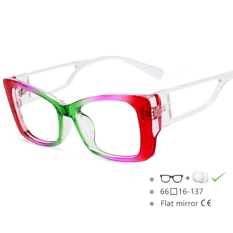 CCSpace Women's Full Rim Square Resin Frame Rainbow Eyeglasses 54537 Full Rim CCspace C8 China 
