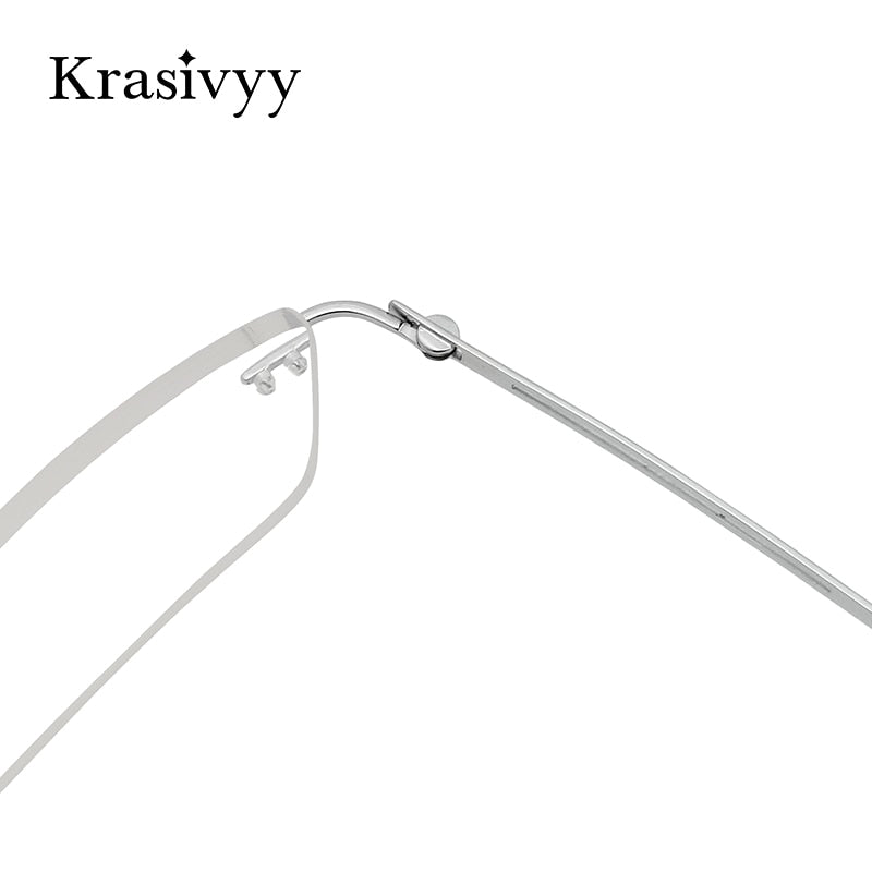 Krasivyy Men's Rimless Square Screwless Titanium Eyeglasses Kr86519 Rimless Krasivyy   