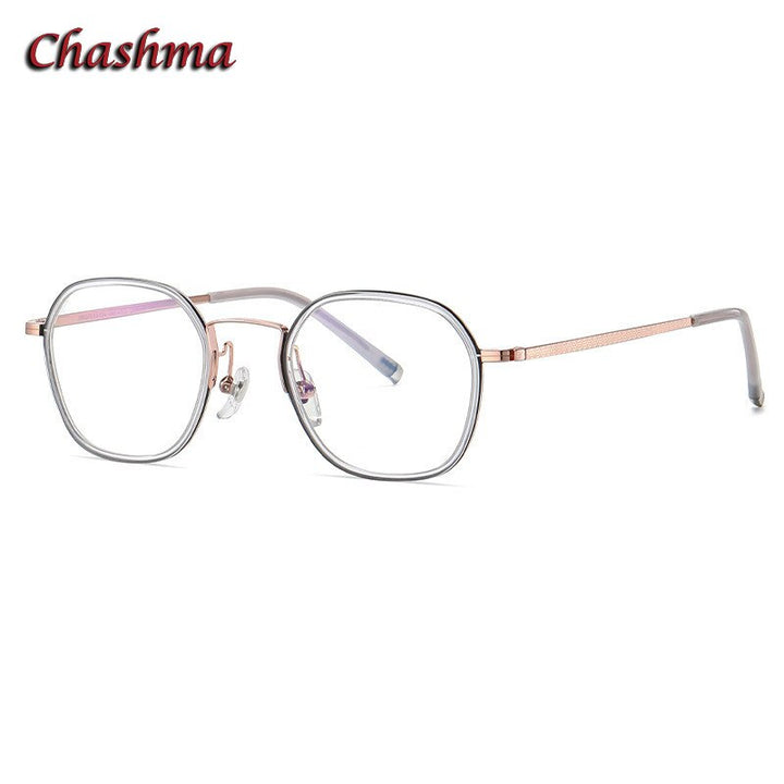 Chashma Ochki Unisex Full Rim Round Square Titanium Acetate Eyeglasses 2322 Full Rim Chashma Ochki Transparent  