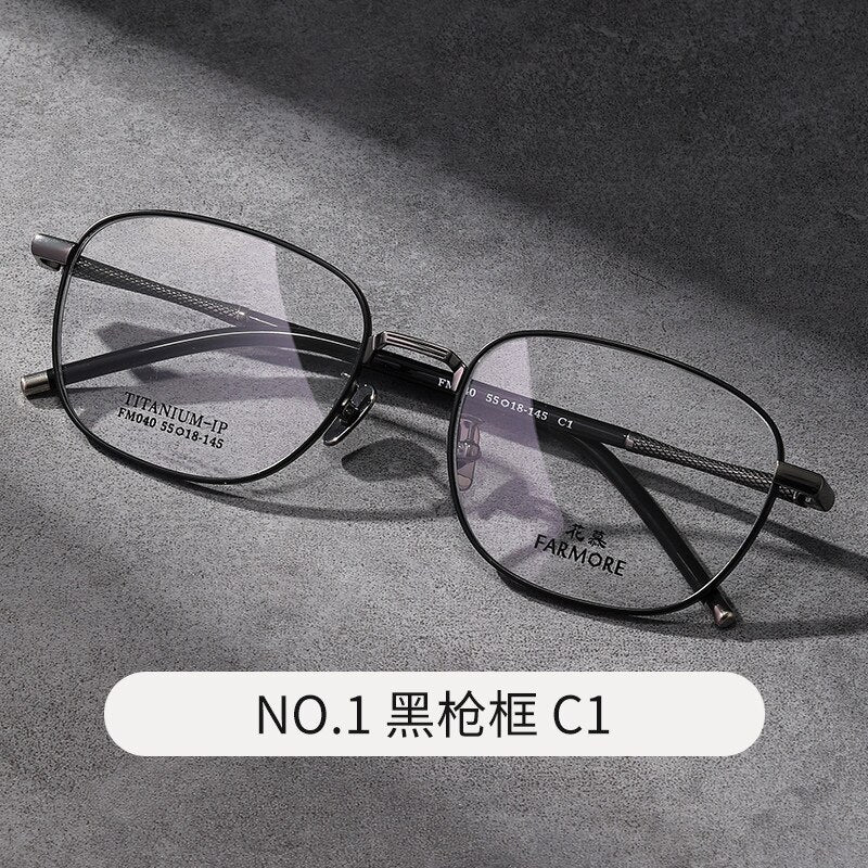 Reven Jate Unisex Full Rim Square Titanium Eyeglasses FM040 Full Rim Reven Jate C1  